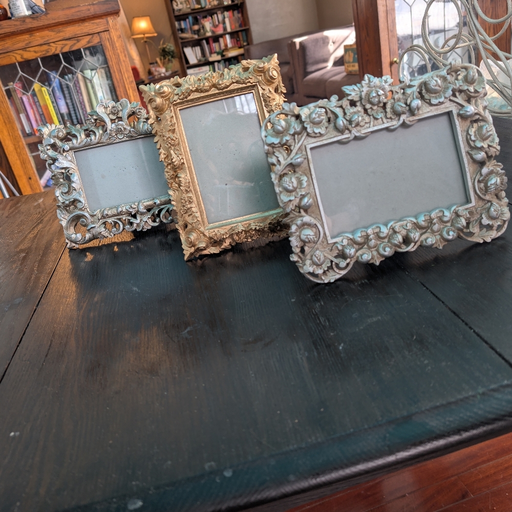 Elegant Ornate Maximalist Photo Frame Set - Gold and Silver